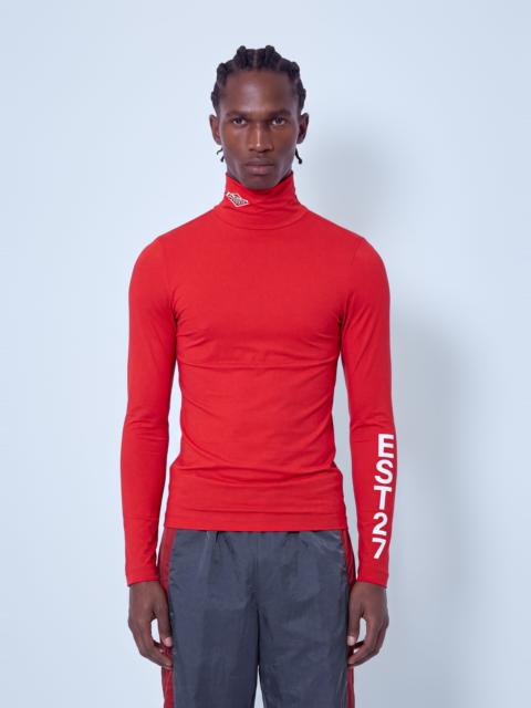 LACOSTE Runway High Neck Printed Stretch T-shirt