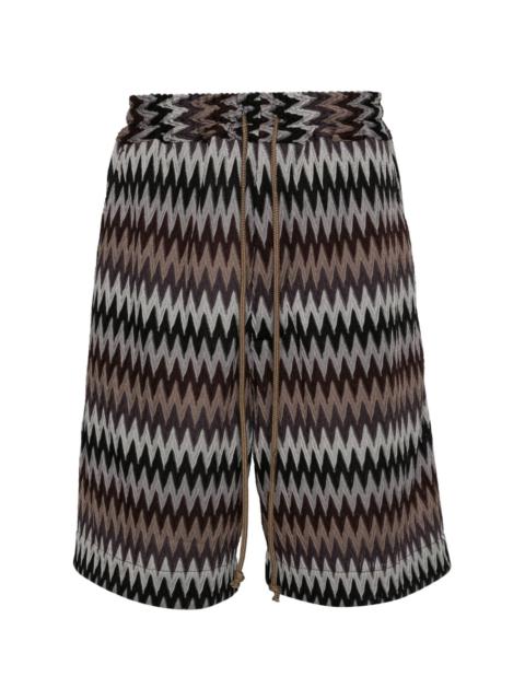 chevron-knit elasticated-waist shorts