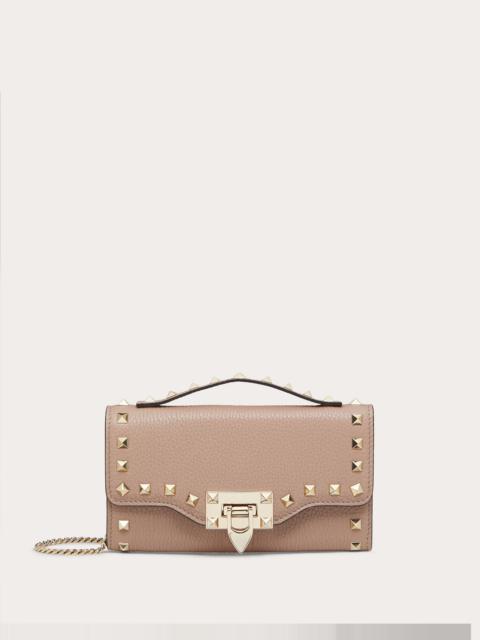 Valentino ROCKSTUD GRAINY CALFSKIN WALLET WITH CHAIN STRAP