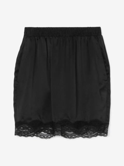 Burberry Lace Trim Silk Satin Skirt