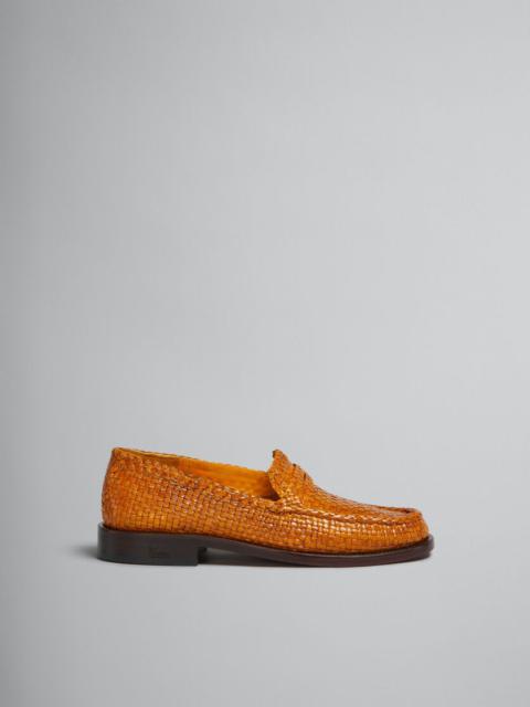 ORANGE WOVEN LEATHER BAMBI LOAFER