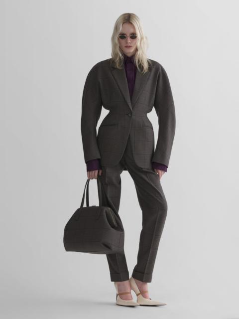 MUGLER taupe checked kimono jacket