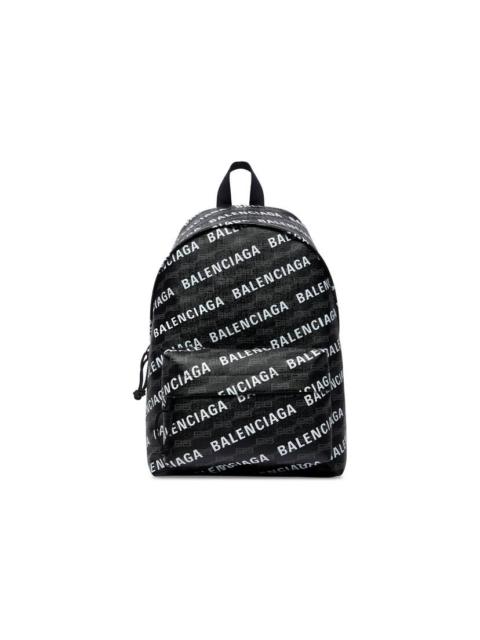 BALENCIAGA Men's Signature Medium Backpack Bb Monogram Coated Canvas And Allover Logo in Black