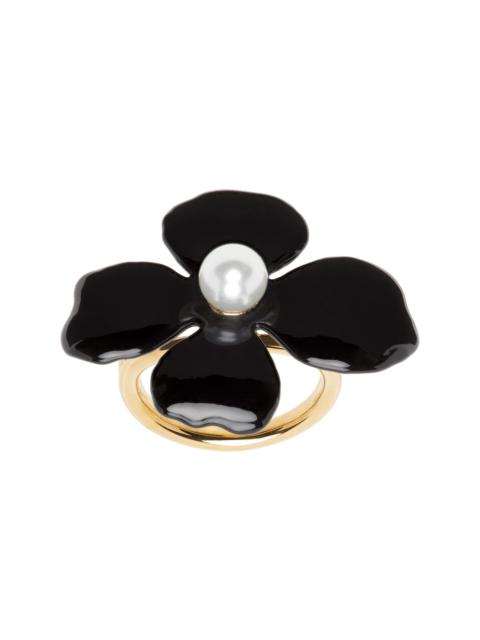 A.P.C. Gold & Black Fleur Ring