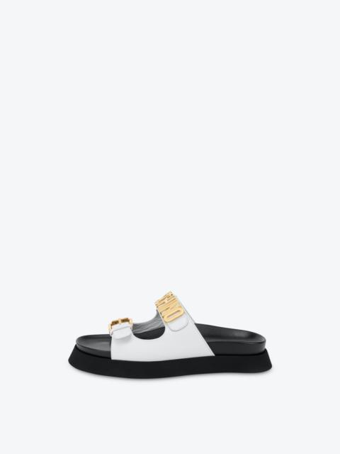 Moschino LETTERING LOGO CALFSKIN SANDALS