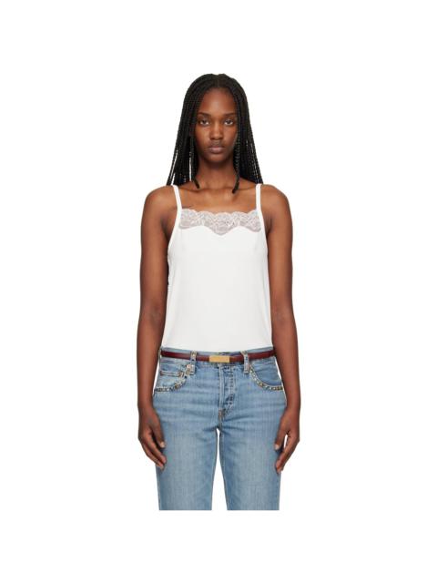 RE/DONE Off-White Lace Ribbed Camisole