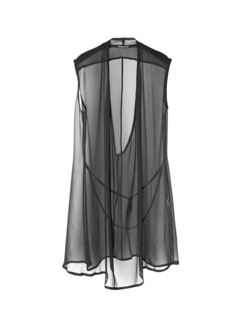 Ann Demeulemeester Black semi-transparent midi dress by Ann Demeulemeester made with pure silk-chiffon swathes, with a 