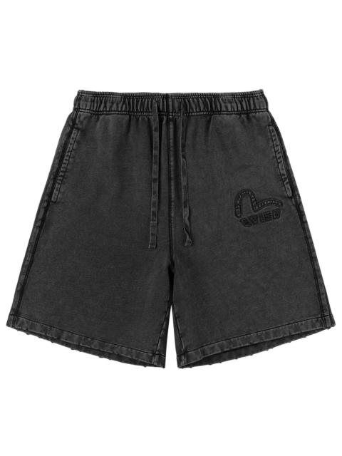 EVISU Chain Stitch Seagull Heavy Washed Sweatshorts