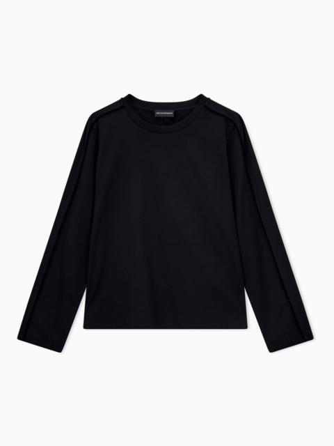EMPORIO ARMANI MERCERIZED JERSEY SHIRT WITH CHENILLE TAPE TRAVEL ESSENTIAL