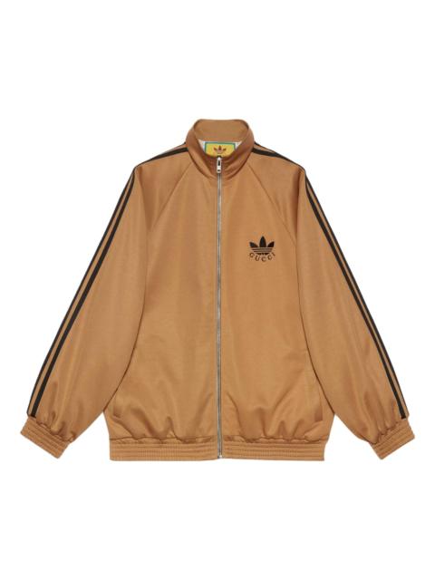 GUCCI (WMNS) Gucci x adidas Cotton Jersey Zip Jacket 'Beige Black' 712952-XJEGU-2177