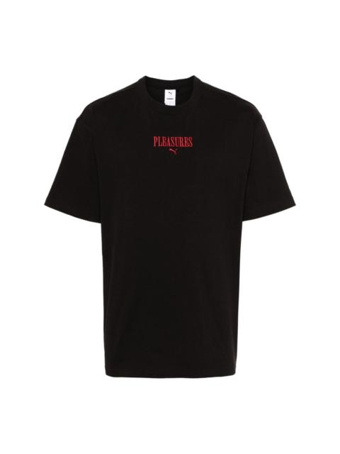 x PLEASURES embroidered-logo T-shirt