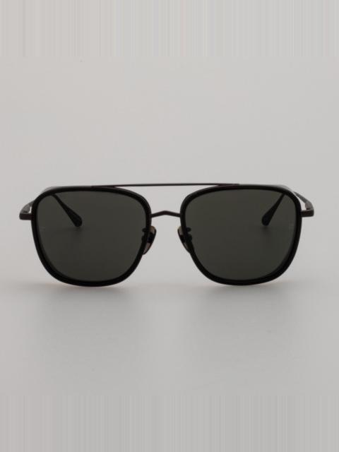 LINDA FARROW JARVIS AVIATOR SUNGLASSES IN BLACK AND NICKEL