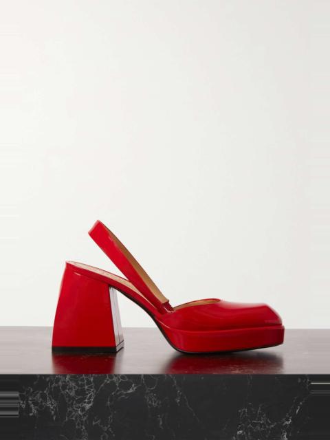 NODALETO Bulla Jones glossed-leather slingback platform pumps