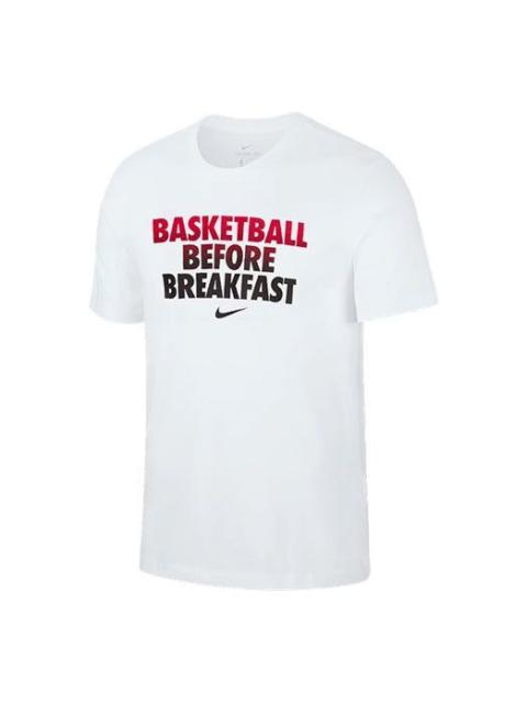 Nike Men's Nike Printing Alphabet Short Sleeve Basketball White T-Shirt DN2985-100