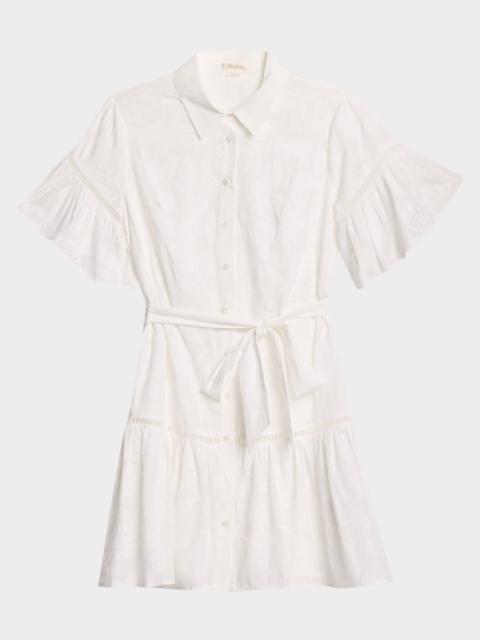 Shoshanna Floral Ruffle Mini Shirtdress