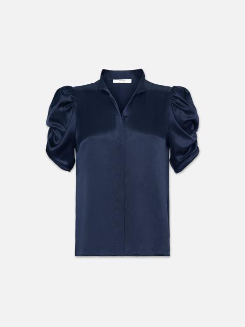 Puff Sleeve Blouse in Navy