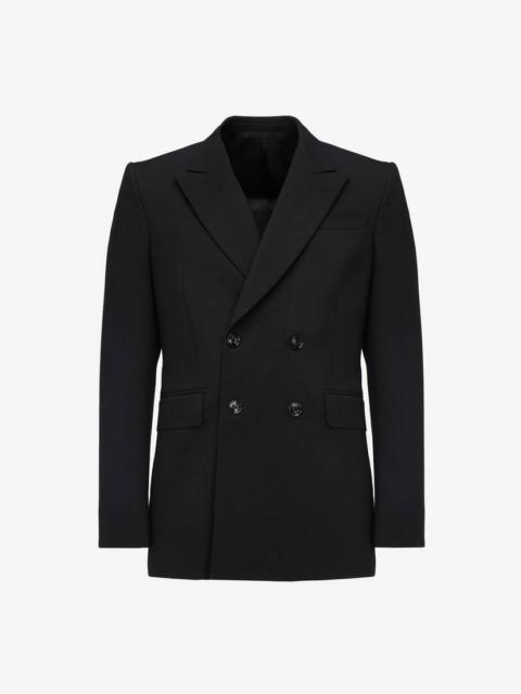 Alexander McQueen Men's Neat Shoulder Double-breasted Jacket in Black