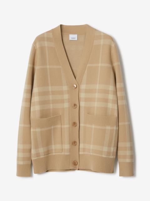 Check Wool Cashmere Jacquard Cardigan