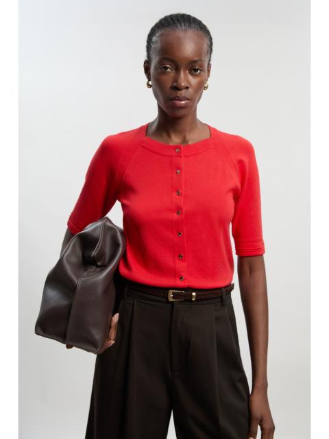 KAREN MILLEN Viscose Blend Knitted Short Sleeve Cardigan