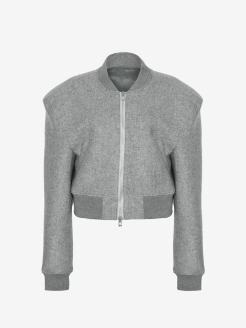 The Frankie Shop Glane Padded Wool Bomber Jacket - Grey Melange