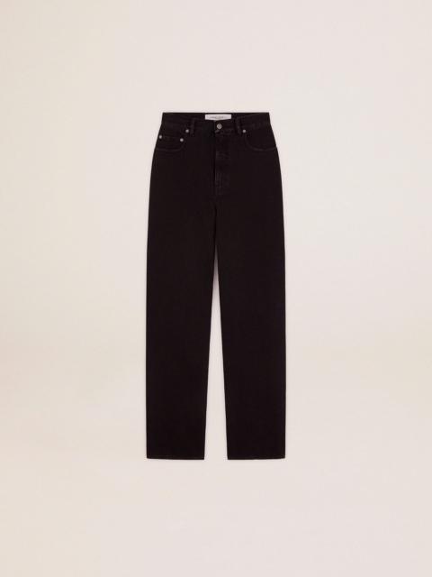 Women's black jeans with printed pocket