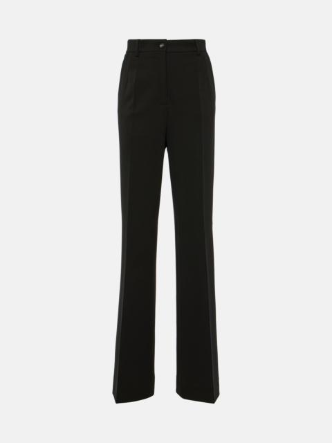 Milano high-rise jersey flared pants