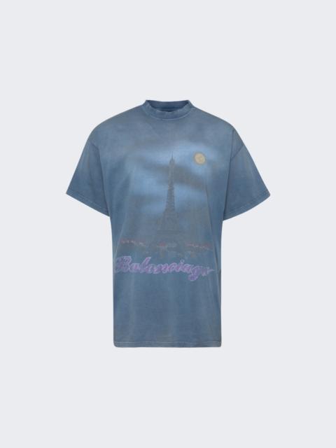 BALENCIAGA Paris Moon Oversized Tee Faded Blue