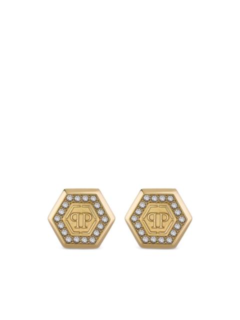 PHILIPP PLEIN hexagon crystal earrings