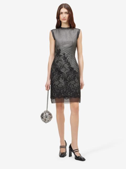 Alexander McQueen Women's Floral Lace Shift Dress in Black
