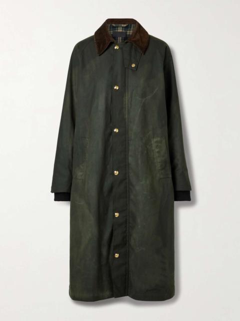 NILI LOTAN Romauld corduroy-trimmed waxed cotton-canvas coat