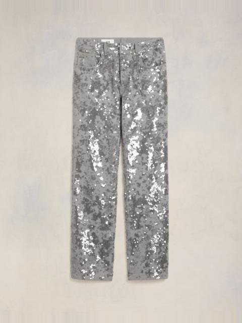 AMI Paris EMBROIDERED STRAIGHT FIT JEANS