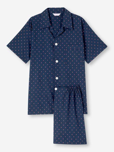 Derek Rose Men's Short Pyjamas Nelson 96 Cotton Batiste Navy