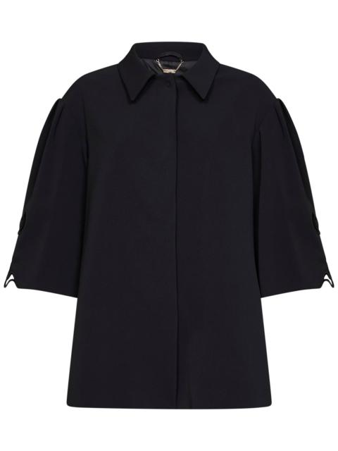 Blumarine Black technical cady oversized jacket with embroidery
