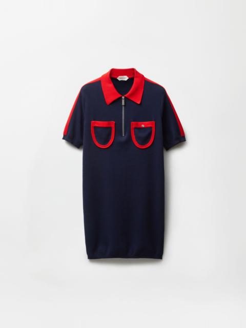 VERSACE Cotton Knit Zip Midi Dress