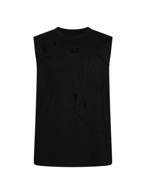 FENG CHEN WANG Chinese Character Cut-Out Vest in Black