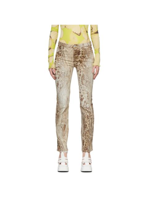 【関税込み】Blumarine ブラウン＆ベージュ Snake ジーンズ Blumarine Brown & Beige Snake Jeans | REVERSIBLE