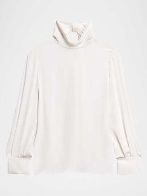 Theory Long-Sleeve Silk Tie-Neck Blouse