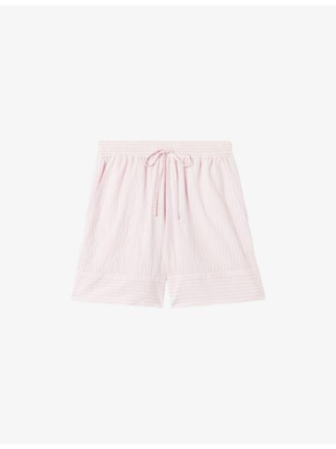 Claudie Pierlot Striped Drawstring-Waist Cotton-Blend Shorts