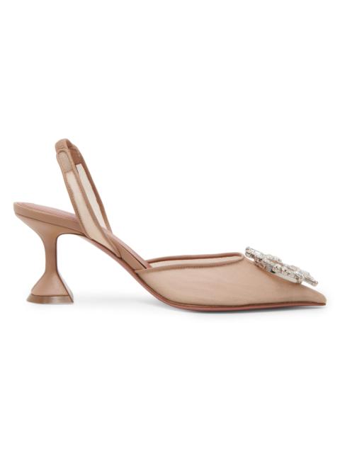 Amina Muaddi Women's Begum 70MM Mesh Slingback Pumps - Beige Mesh