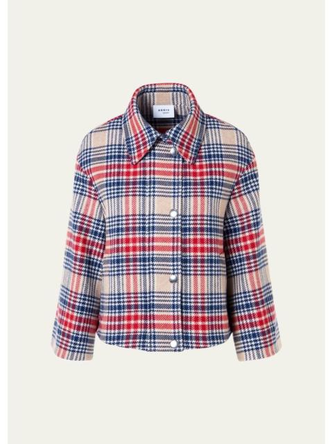 AKRIS Check Wool Zip Short Jacket