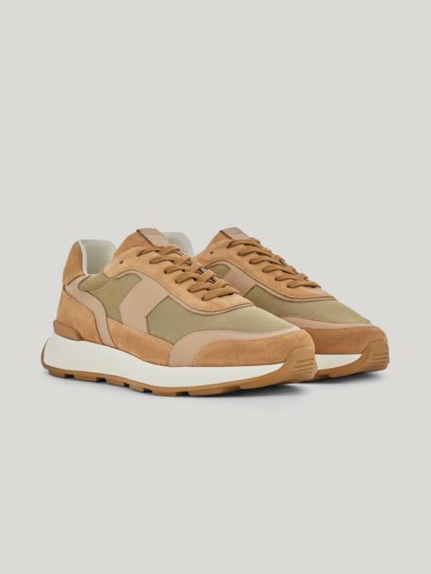 Canali BROWN TECHNICAL FABRIC AND LEATHER RUNNER SNEAKERS