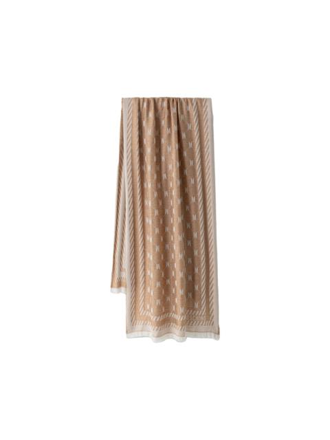 Moschino monogram-pattern fringed wool scarf