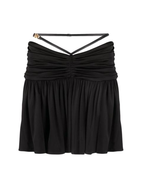VERSACE ruched-waist mini skirt