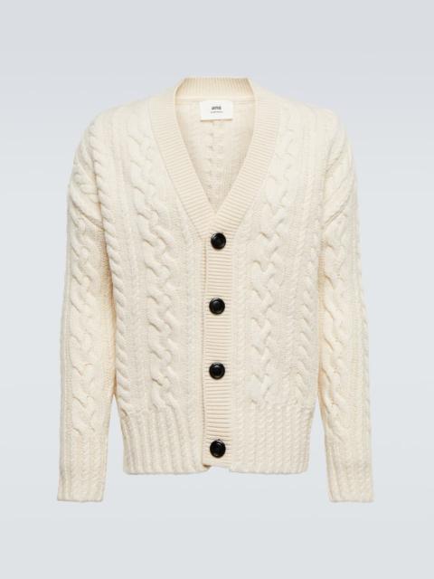 AMI Paris Cable-knit wool cardigan