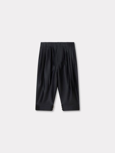 Tailored cropped pleated pants in virgin wool and silk