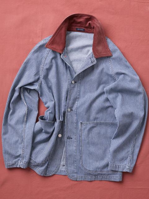 Drake's Indigo Stripe Denim Field Jacket