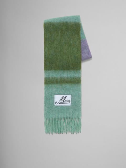 Marni GREEN STRIPED ALPACA-MOHAIR SCARF