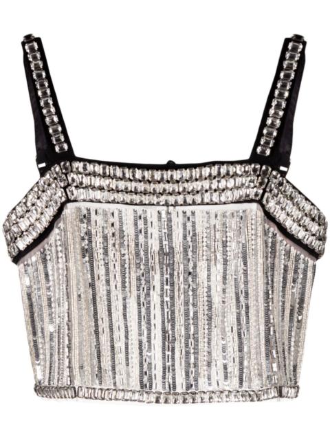 ELISABETTA FRANCHI crystal-embellished cropped tank top