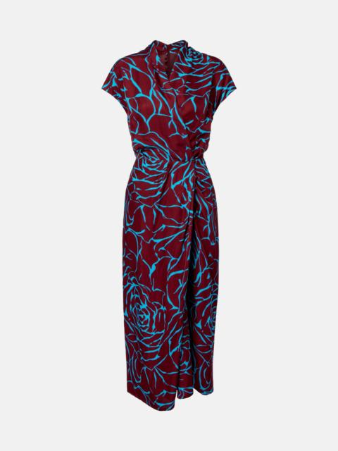 Printed satin midi dress