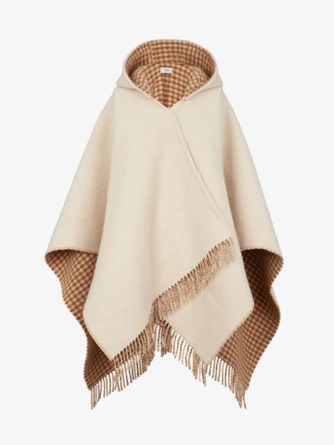 FENDI Cream wool and cashmere poncho